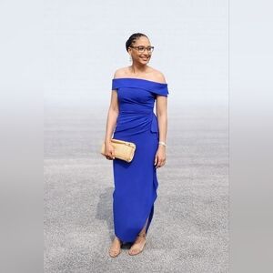 Vince Camuto Nordstrom NEW Womens Bright Blue Maxi Gown Dress NWT